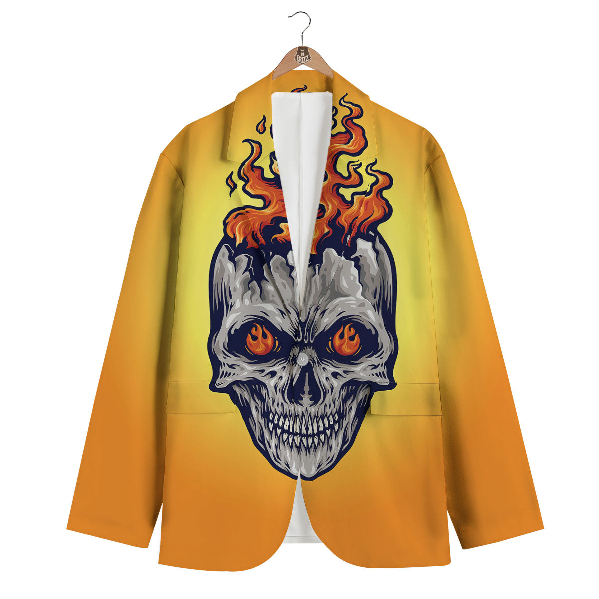 Devil Fire Punk Print Men's Blazer-grizzshop