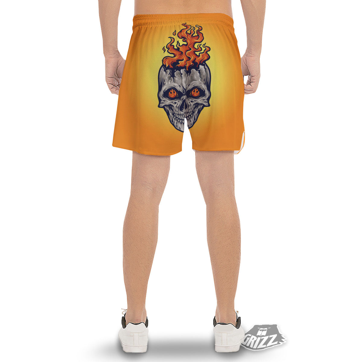 Devil Fire Punk Print Men's Gym Shorts-grizzshop