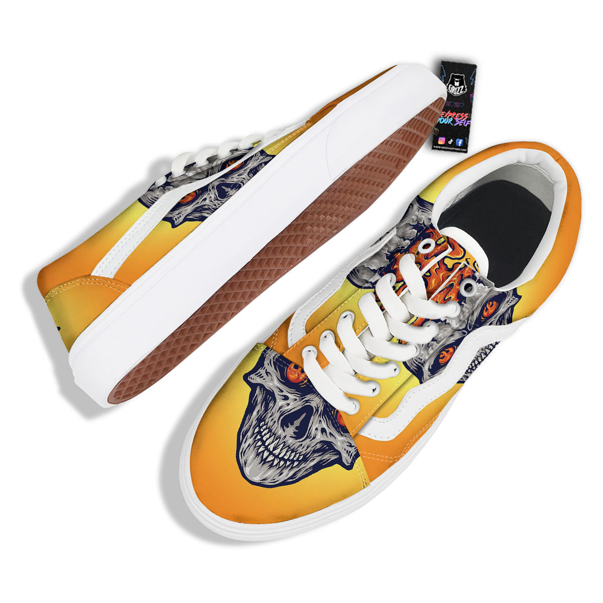 Devil Fire Punk Print Skate Shoes-grizzshop