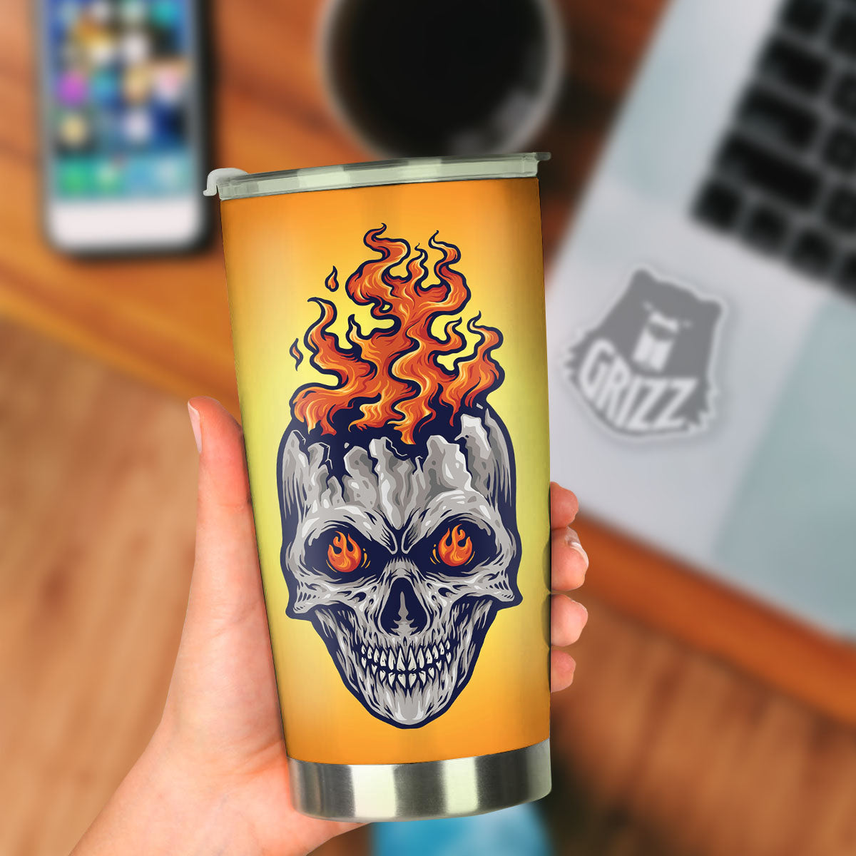 Devil Fire Punk Print Tumbler-grizzshop