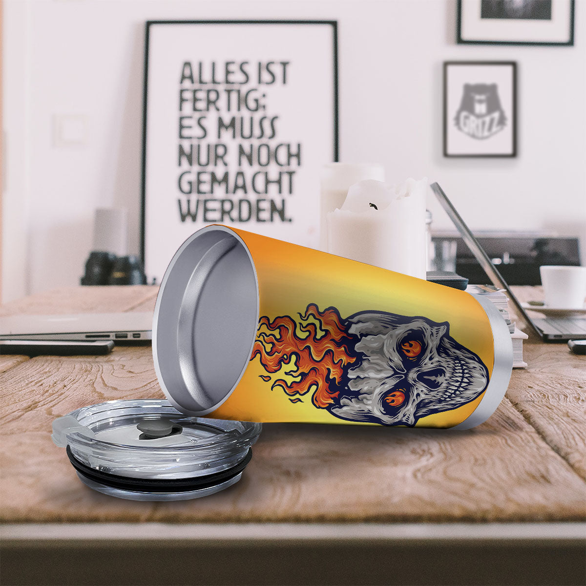 Devil Fire Punk Print Tumbler-grizzshop