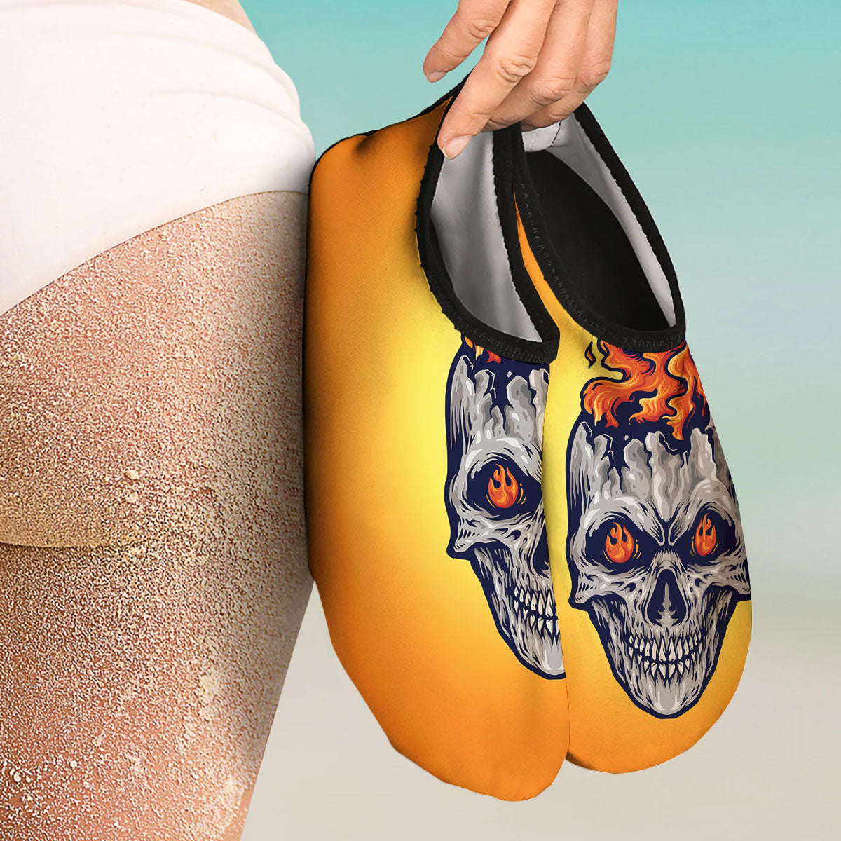 Devil Fire Punk Print Water Shoes-grizzshop