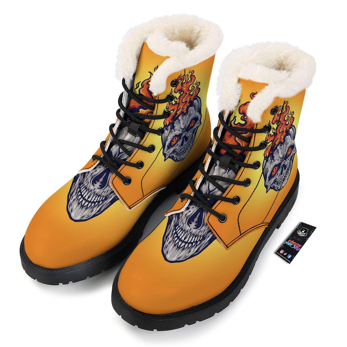 Devil Fire Punk Print Winter Boots-grizzshop