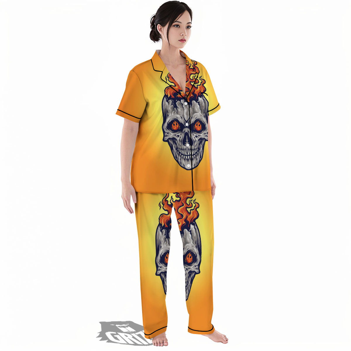 Devil Fire Punk Print Women's Pajamas Set-grizzshop