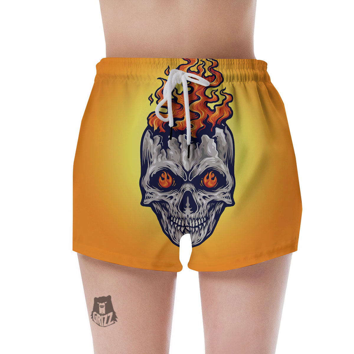 Devil Fire Punk Print Women's Shorts-grizzshop