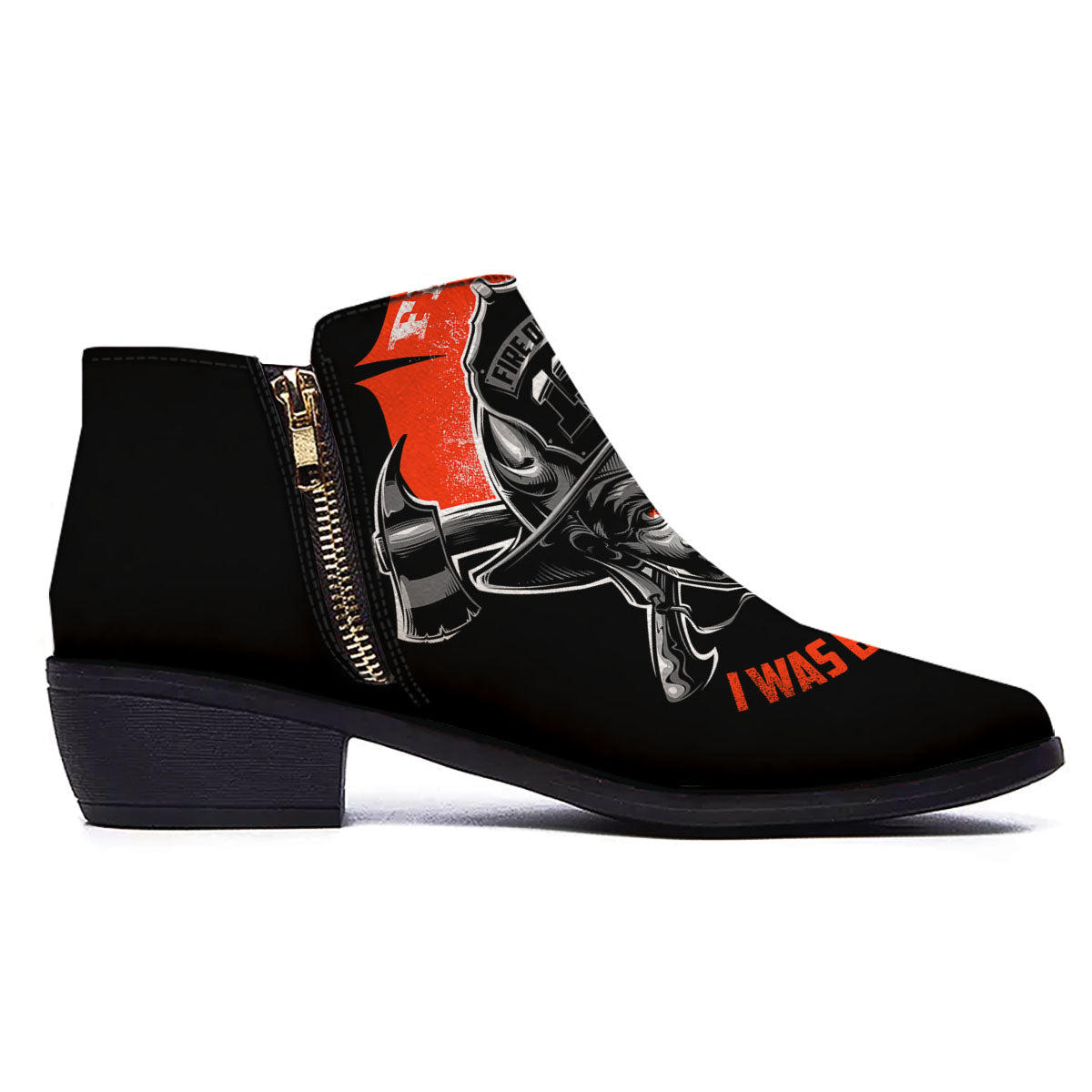 Devil Firefighter Print Ankle Boots-grizzshop