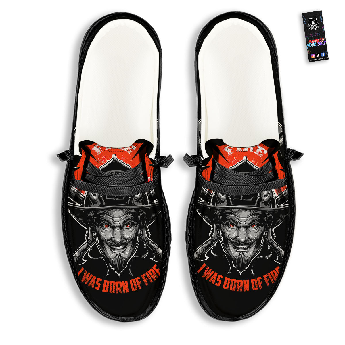 Devil Firefighter Print Black Loafers-grizzshop