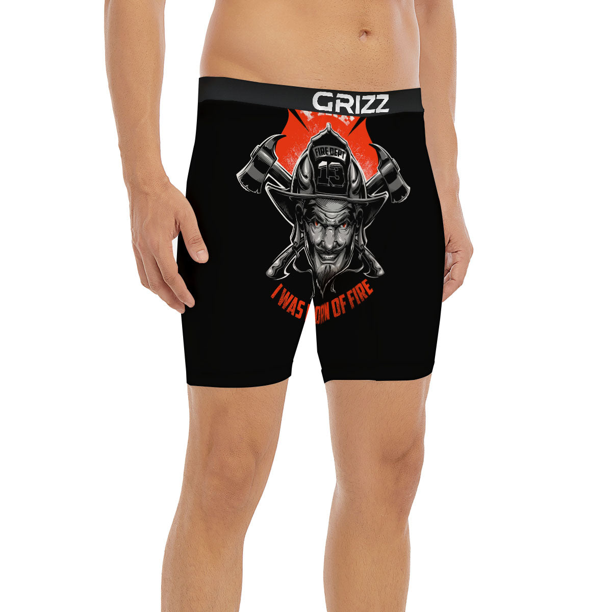 Devil Firefighter Print Boxer Briefs-grizzshop
