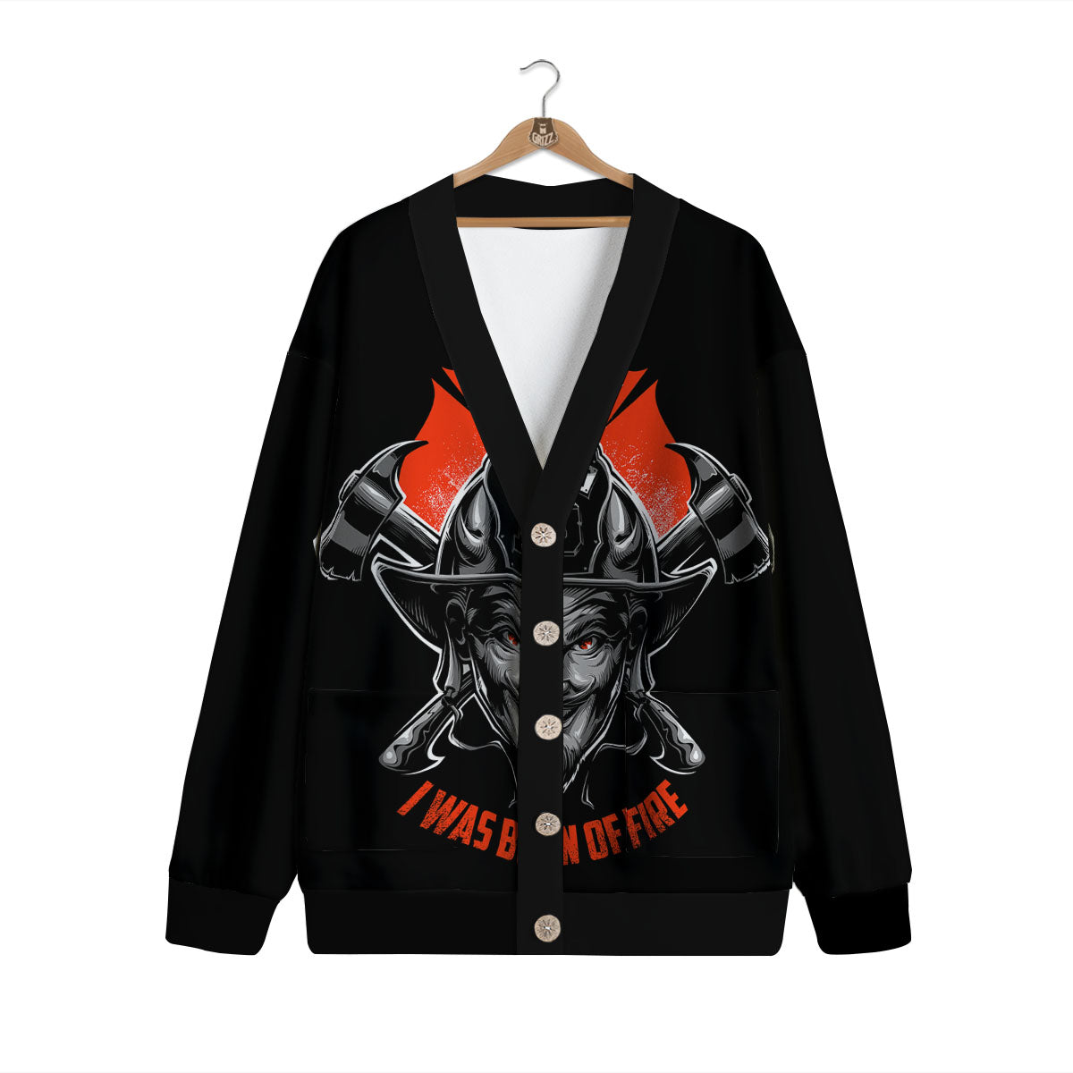 Devil Firefighter Print Cardigan-grizzshop