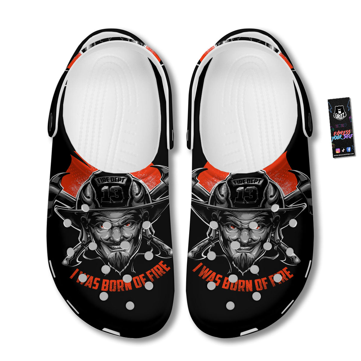 Devil Firefighter Print Clog-grizzshop