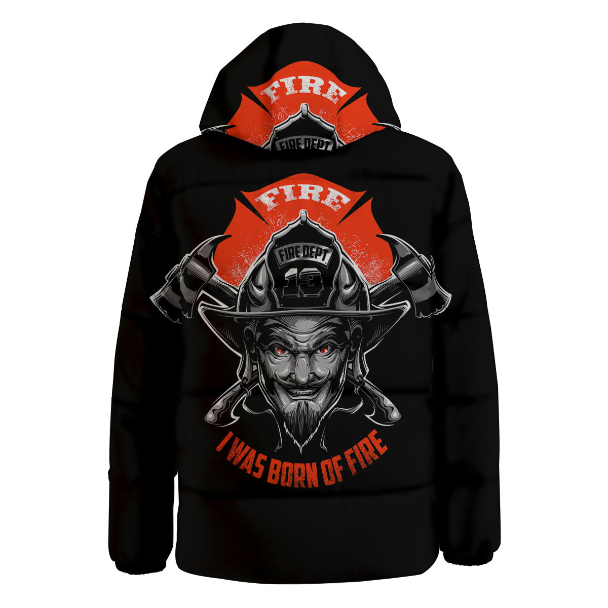 Devil Firefighter Print Down Jacket-grizzshop