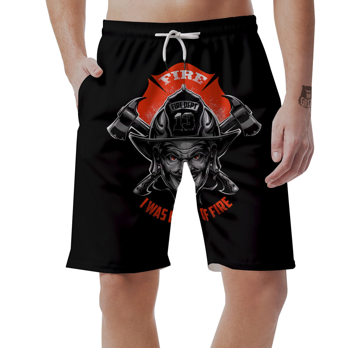 Devil Firefighter Print Men's Shorts-grizzshop