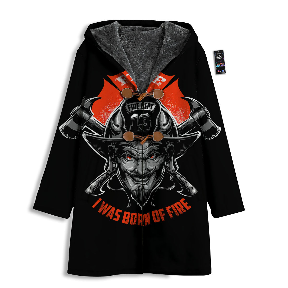 Devil Firefighter Print Men's Windbreaker Jacket-grizzshop