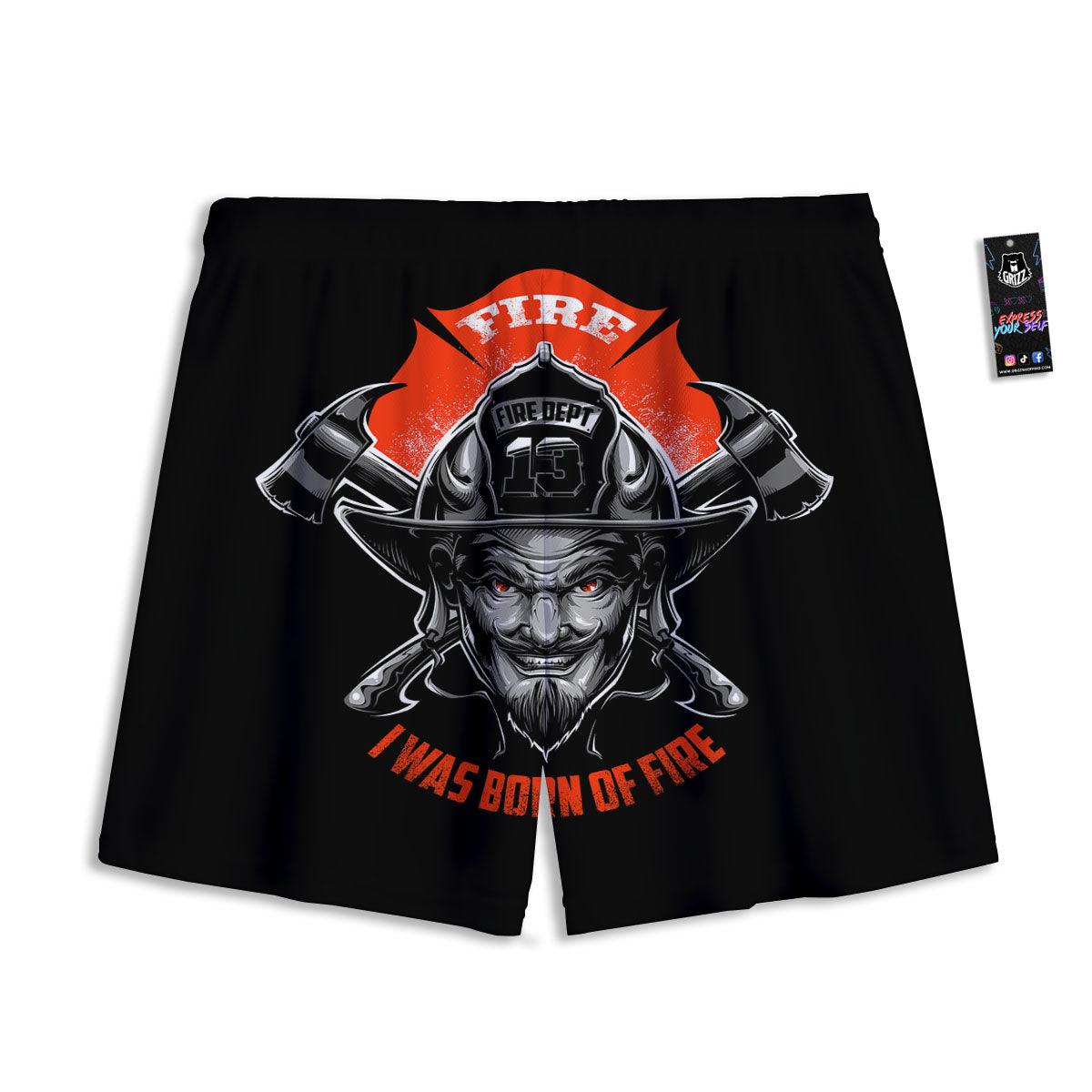 Devil Firefighter Print Mesh Shorts-grizzshop