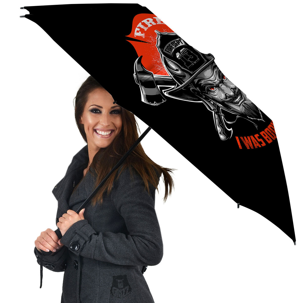 Devil Firefighter Print Umbrella-grizzshop