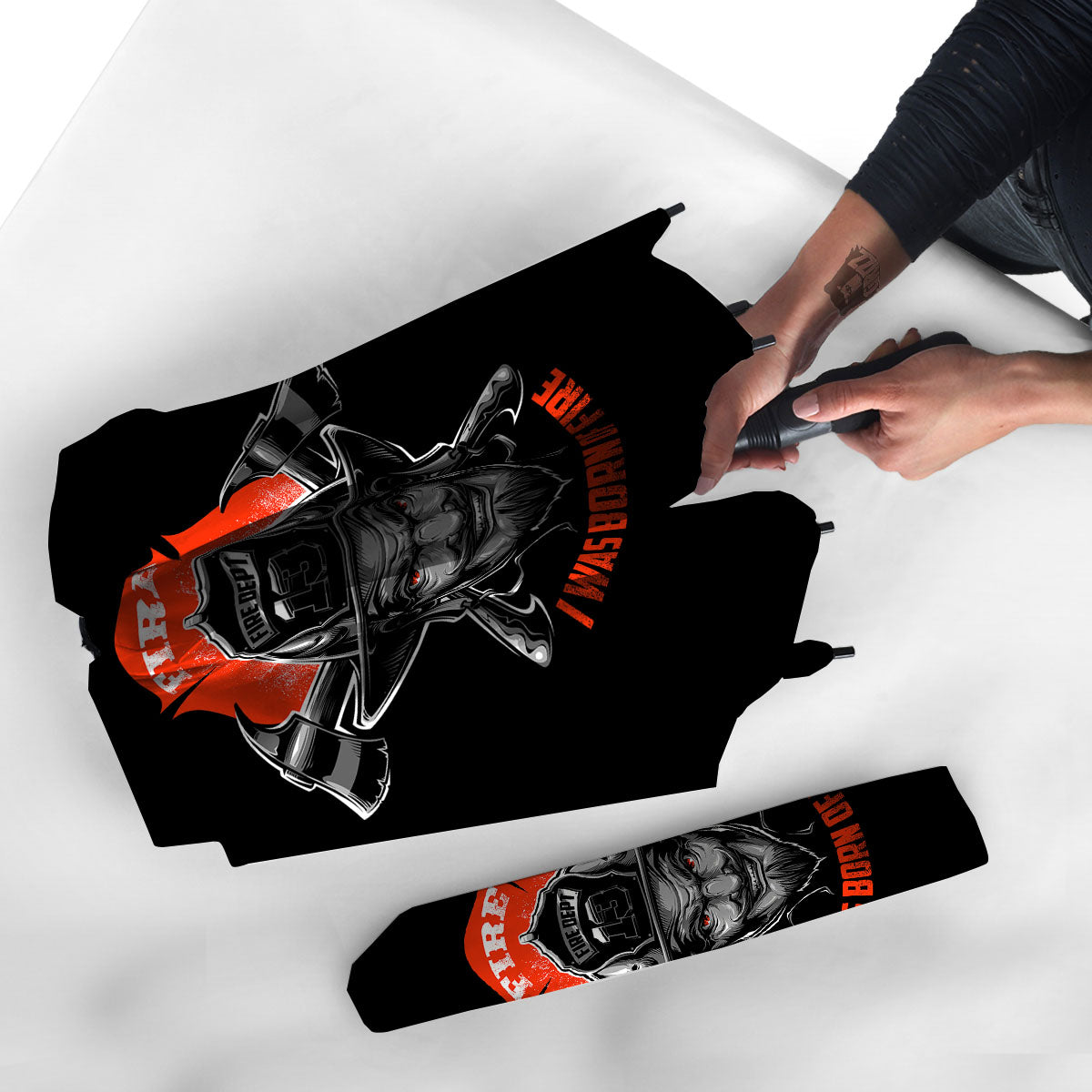 Devil Firefighter Print Umbrella-grizzshop