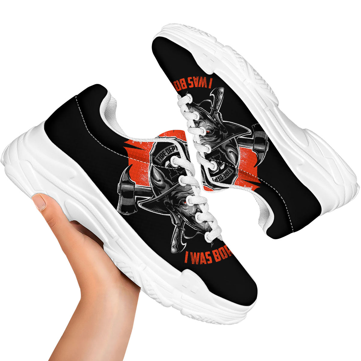 Devil Firefighter Print White Chunky Shoes-grizzshop