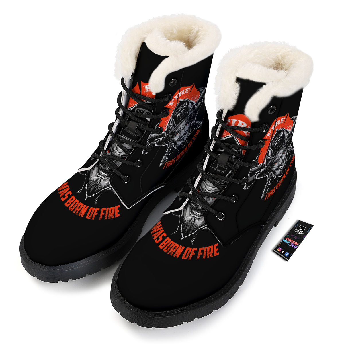 Devil Firefighter Print Winter Boots-grizzshop