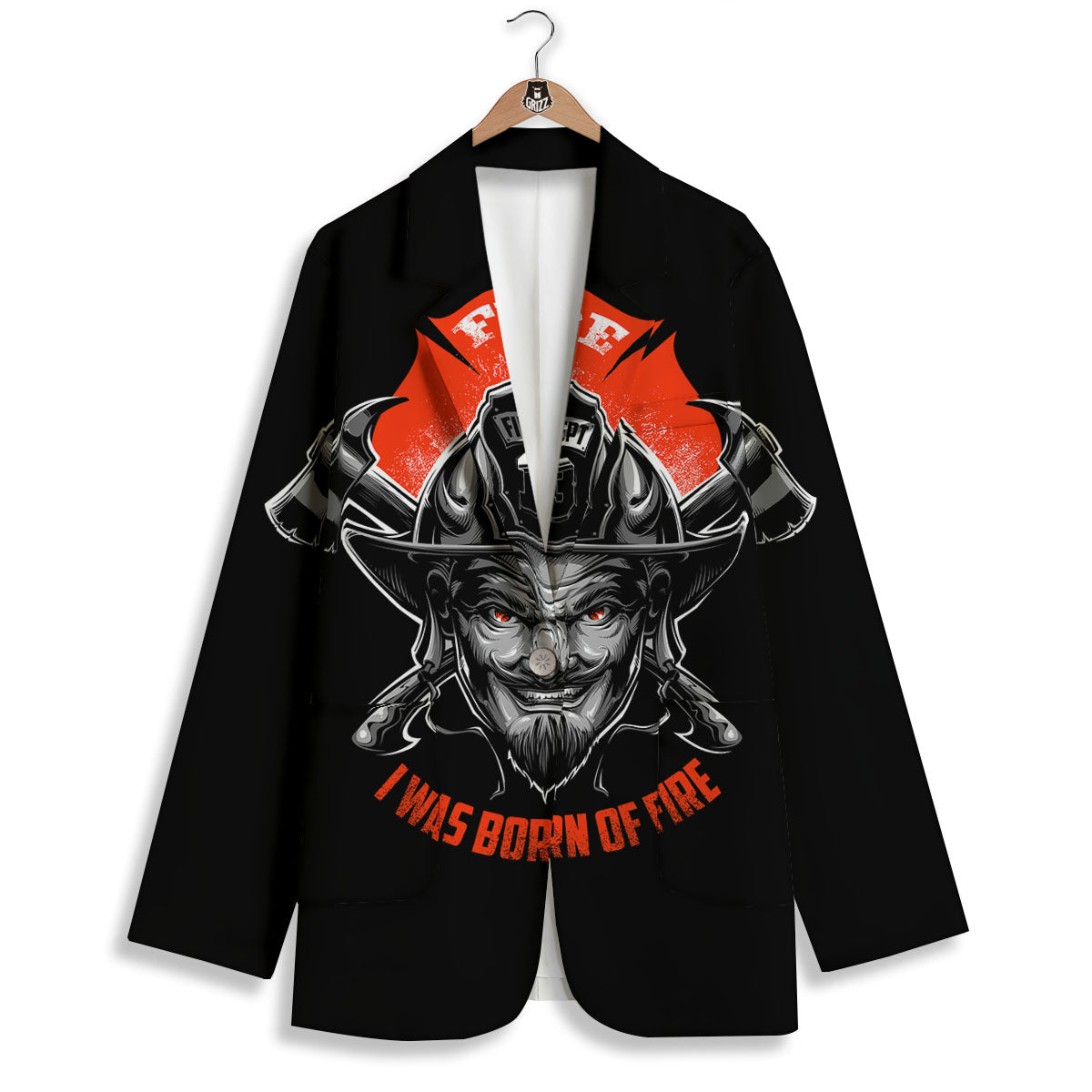 Devil Firefighter Print Women's Blazer-grizzshop