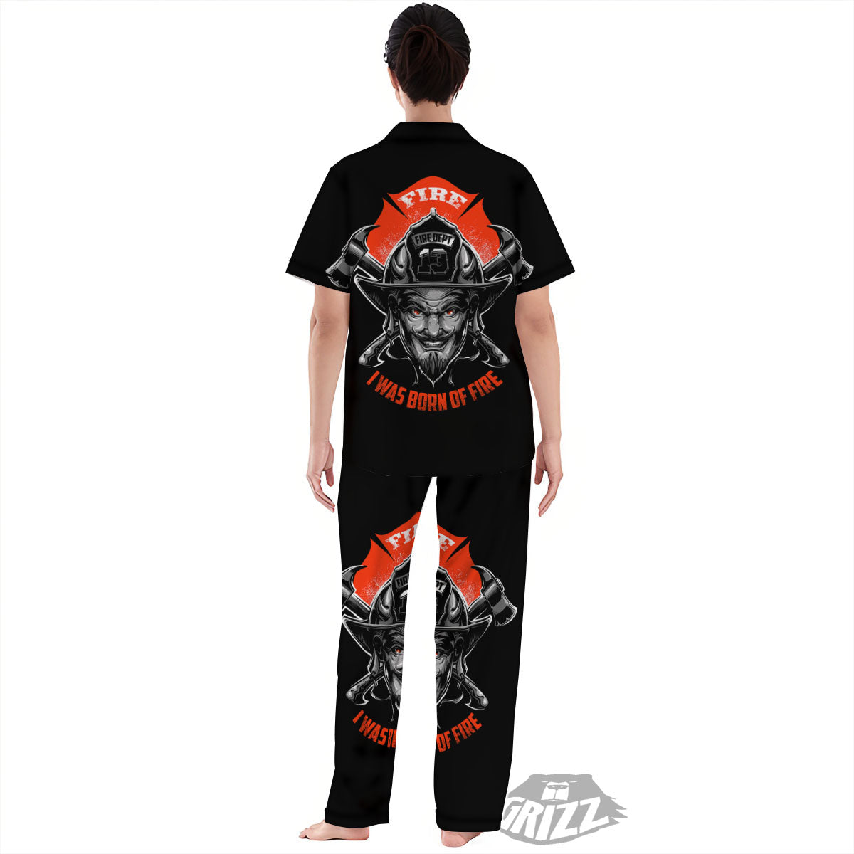 Devil Firefighter Print Women's Pajamas Set-grizzshop