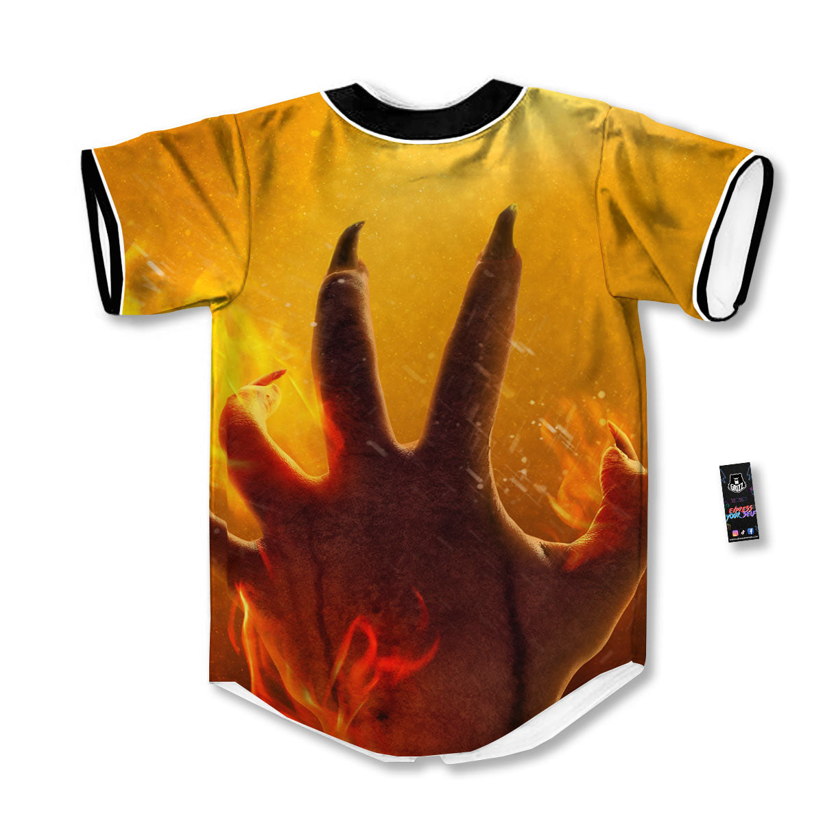 Devil Hand Print Baseball Jersey-grizzshop