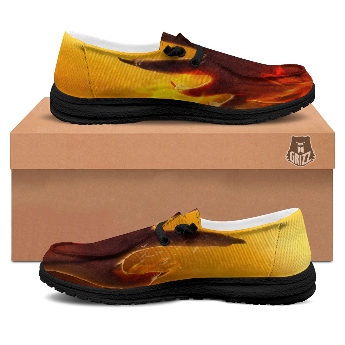 Devil Hand Print Black Loafers-grizzshop