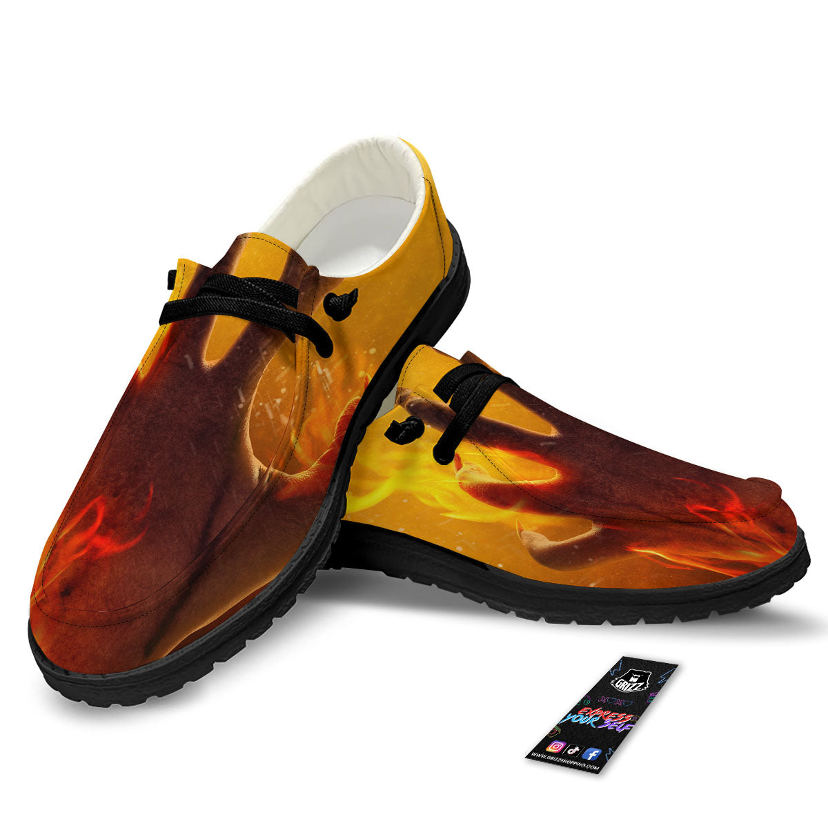 Devil Hand Print Black Loafers-grizzshop