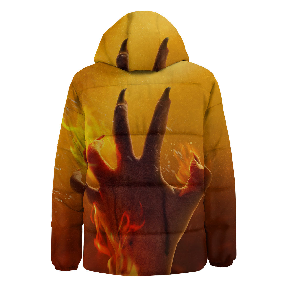 Devil Hand Print Down Jacket-grizzshop