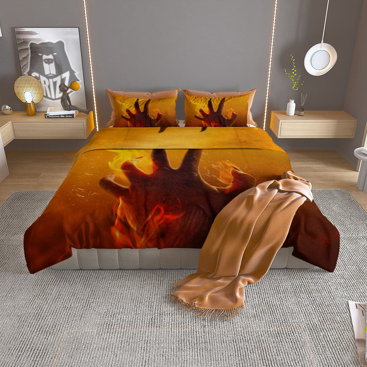Devil Hand Print Duvet Cover Bedding Set-grizzshop