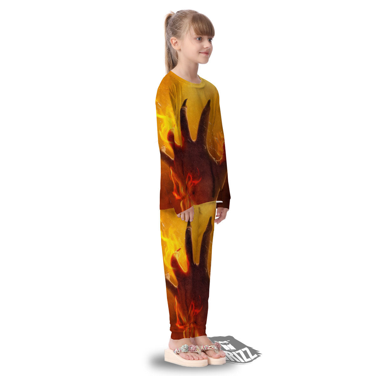 Devil Hand Print Kid's Pajamas-grizzshop