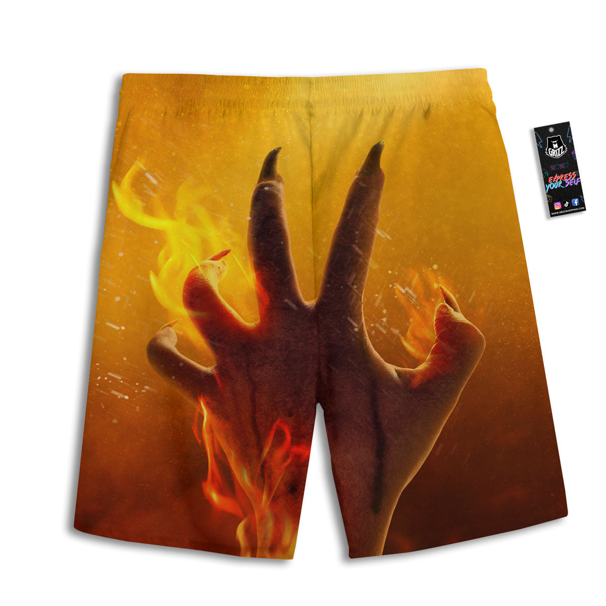 Devil Hand Print Men's Athletic Shorts-grizzshop
