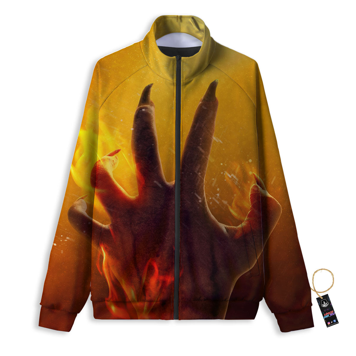 Devil Hand Print Track Jacket-grizzshop