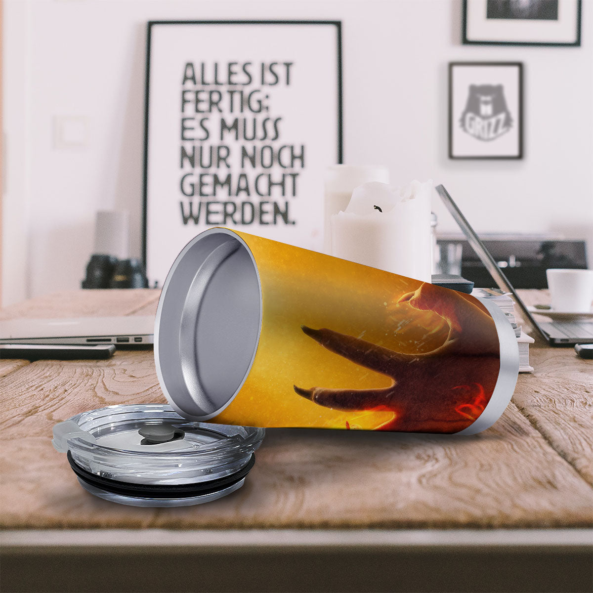 Devil Hand Print Tumbler-grizzshop