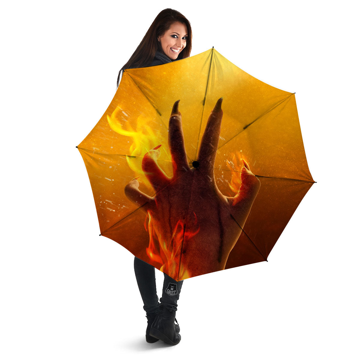 Devil Hand Print Umbrella-grizzshop