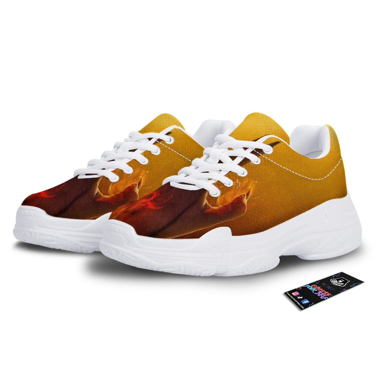 Devil Hand Print White Chunky Shoes-grizzshop