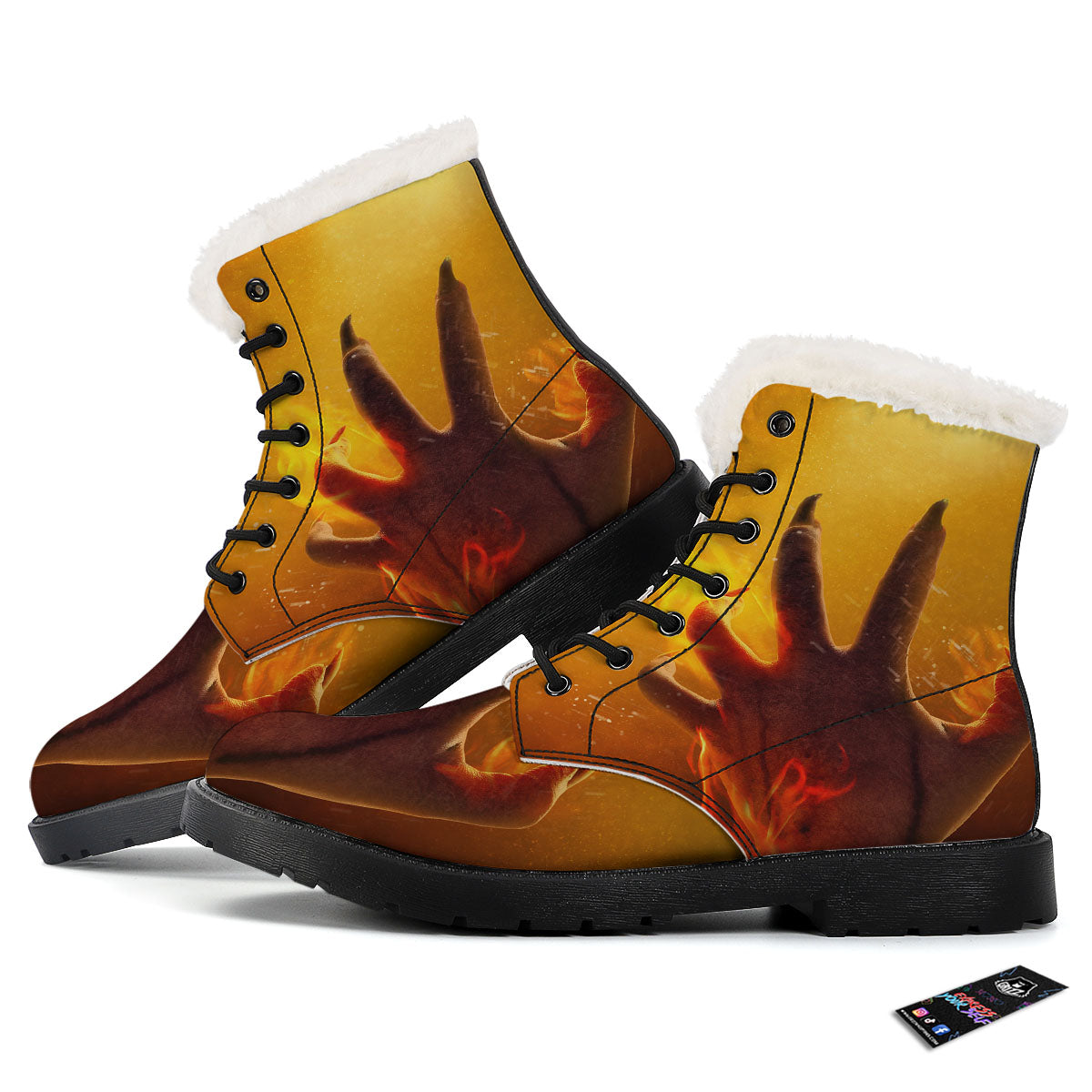 Devil Hand Print Winter Boots-grizzshop