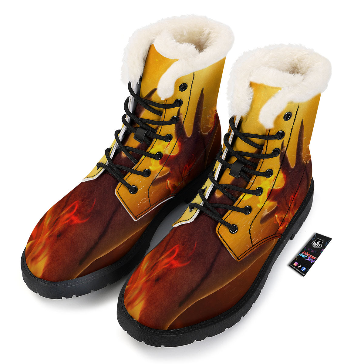 Devil Hand Print Winter Boots-grizzshop