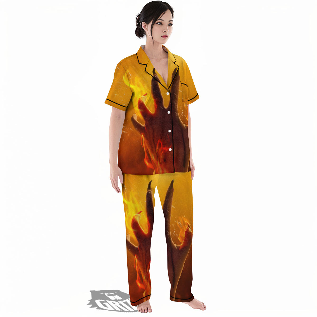 Devil Hand Print Women's Pajamas Set-grizzshop
