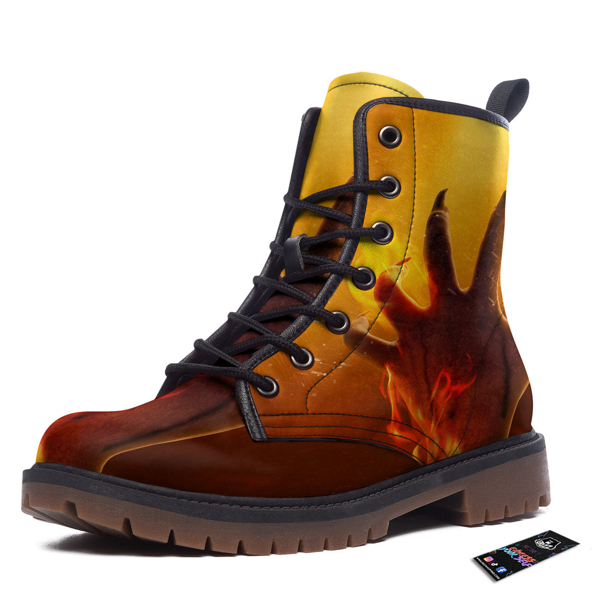 Devil Hand Print Work Boots-grizzshop