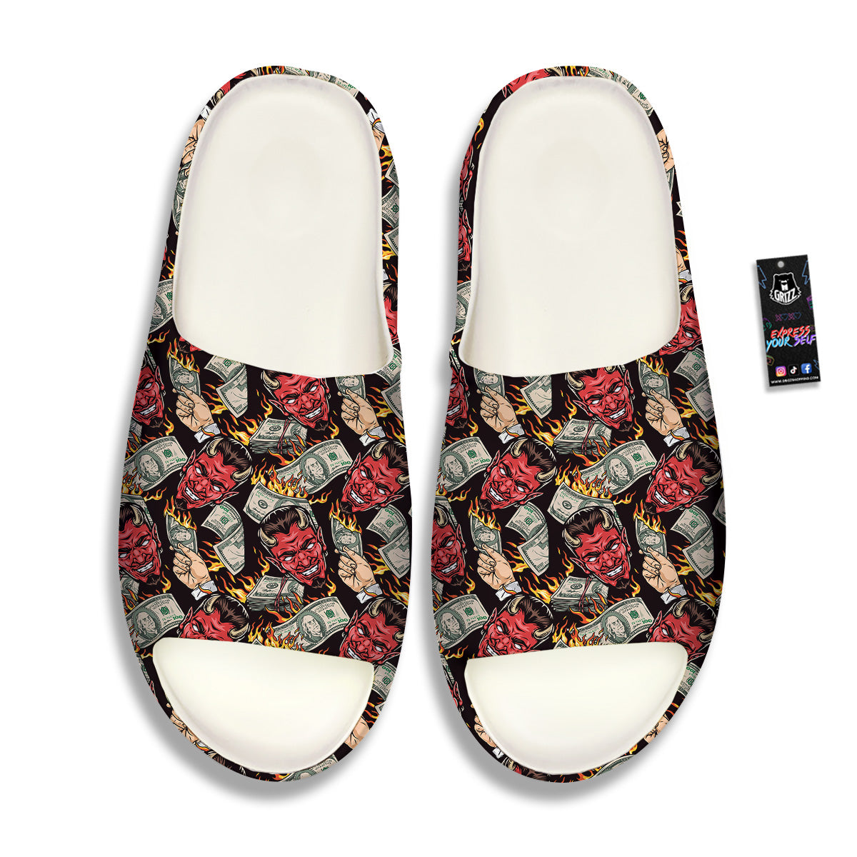 Devil And Dollar Print Pattern Sandals-grizzshop