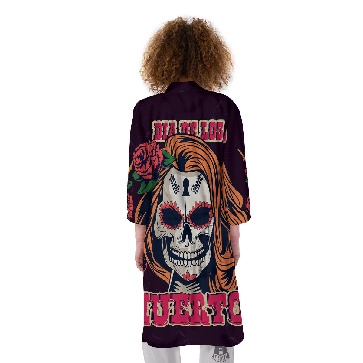 Dia De Los Muertos Calavera Girl Print Kimono-grizzshop