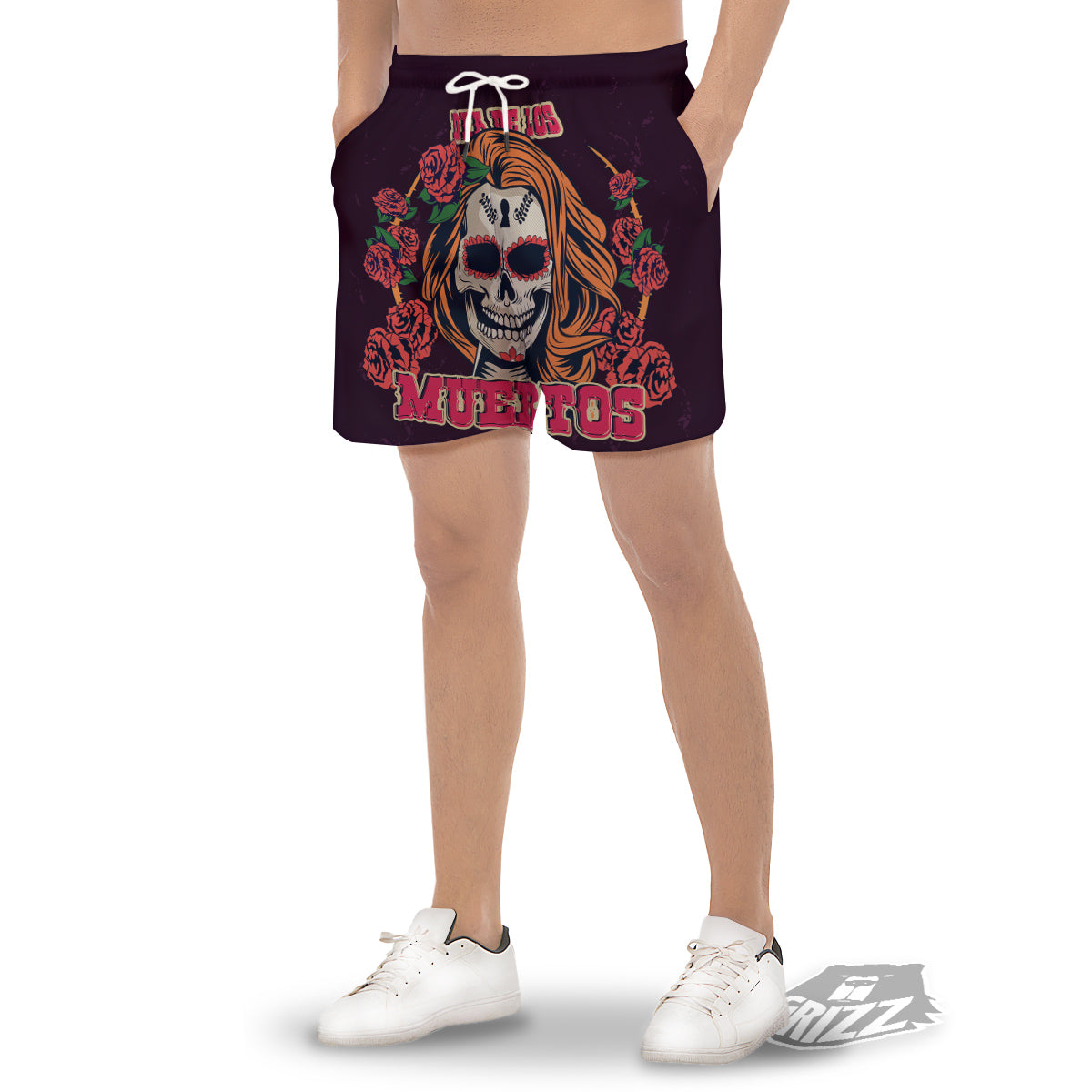 Dia De Los Muertos Calavera Girl Print Men's Gym Shorts-grizzshop
