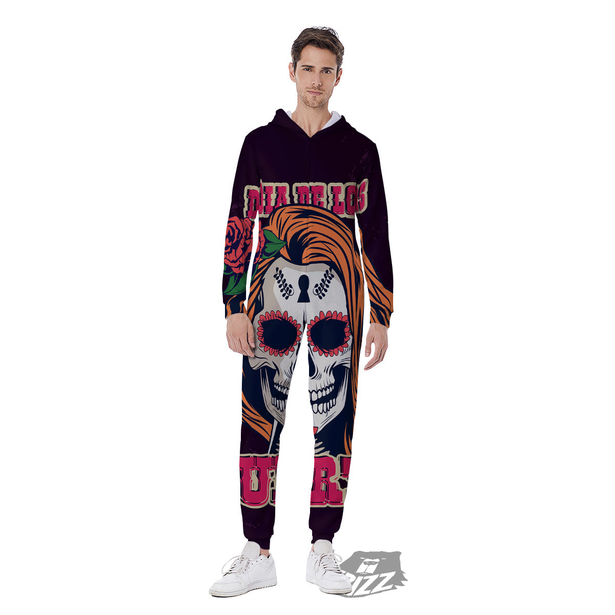 Dia De Los Muertos Calavera Girl Print Men's Jumpsuit-grizzshop