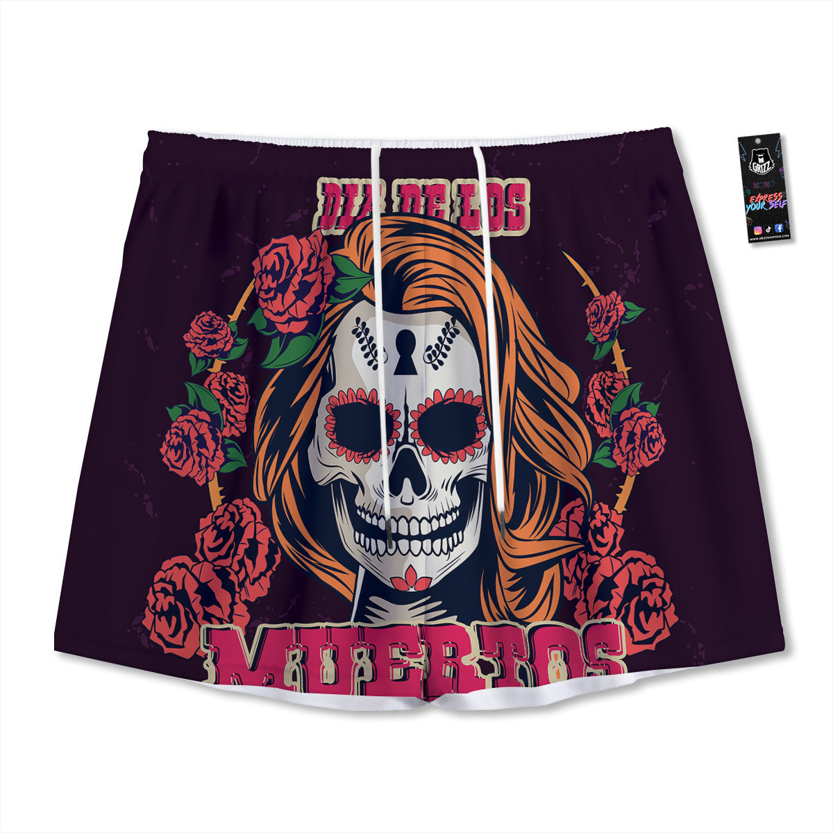 Exotic Leaf Tropical Print Pattern Mesh Shorts