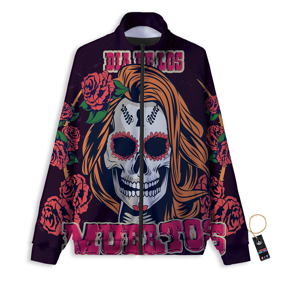Dia De Los Muertos Calavera Girl Print Track Jacket-grizzshop