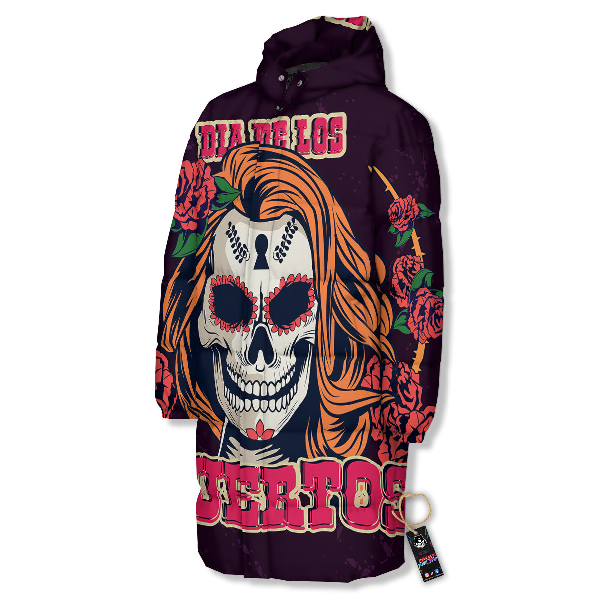 Dia De Los Muertos Calavera Girl Print Long Down Jacket