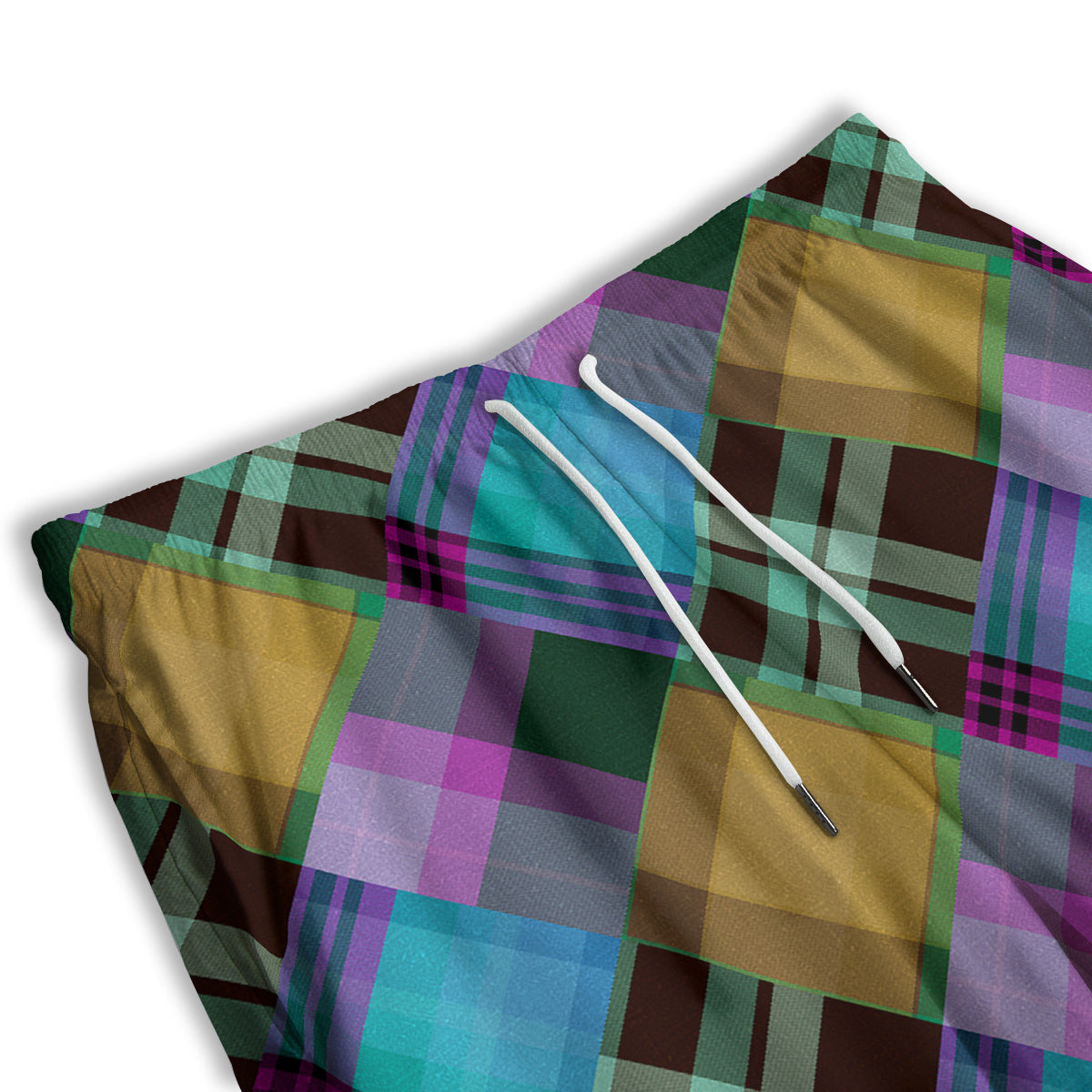 Diagonal Madras Blue Tartan Plaid Print Pattern Men's Athletic Shorts