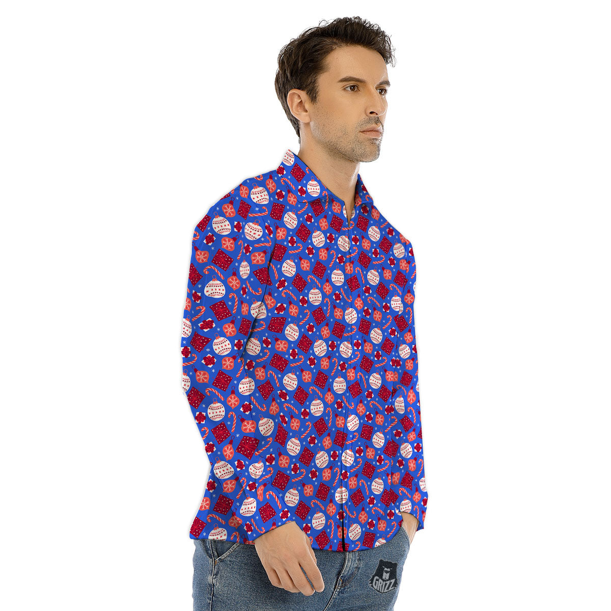 Diagonal Madras Blue Tartan Plaid Print Pattern Men's Dress Shirts-grizzshop