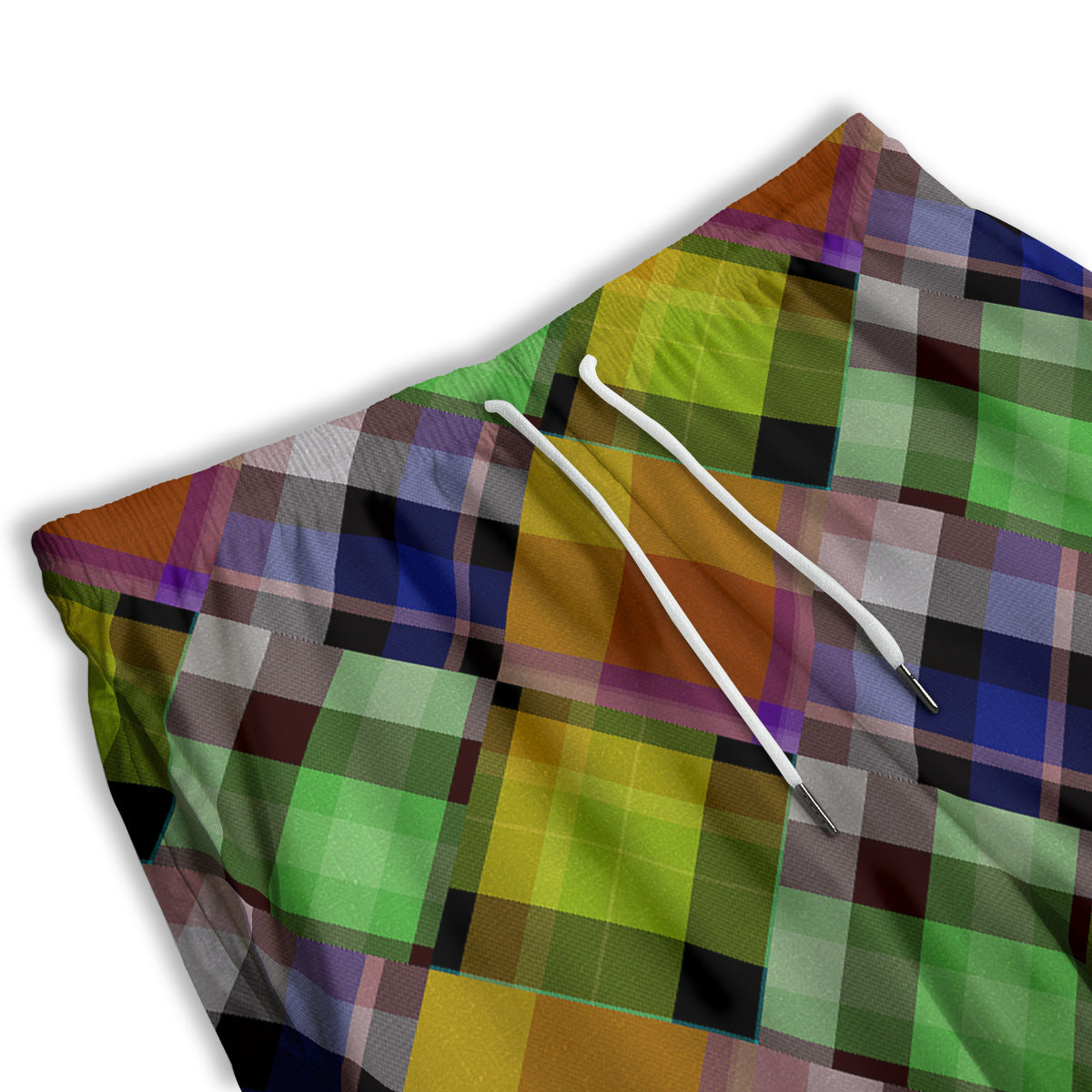 Diagonal Madras Plaid Print Pattern Men's Athletic Shorts