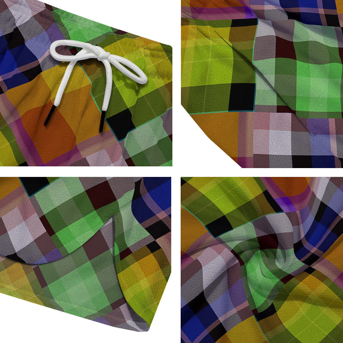 Diagonal Madras Plaid Print Pattern Men's Running Shorts-grizzshop